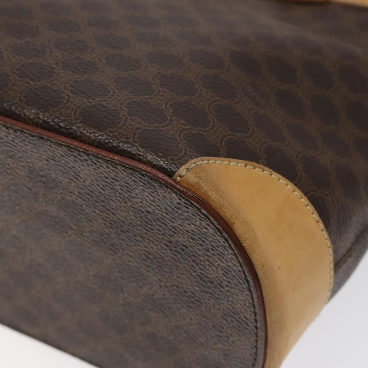 Celine Vintage Macadam Shoulder Bag Leather, BROWN, PVC,LEATHER,CANVAS, Shoulder bag