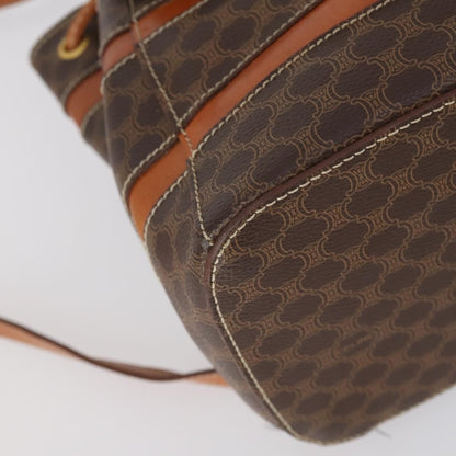 Celine Vintage Macadam Backpack Canvas and Leather, BROWN, CANVAS, Backpack