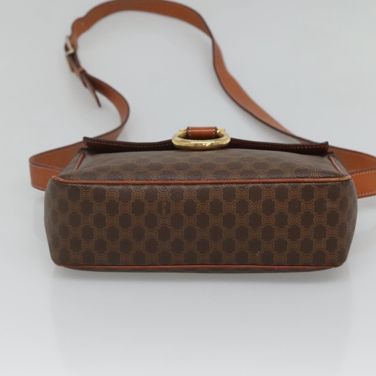 Celine Vintage Macadam Shoulder Bag Canvas and Leather, BROWN, CANVAS, Shoulder bag