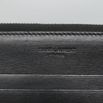 Saint Laurent Zip Pocket Pouch Leather, BLACK, LEATHER, Clutche & pouche