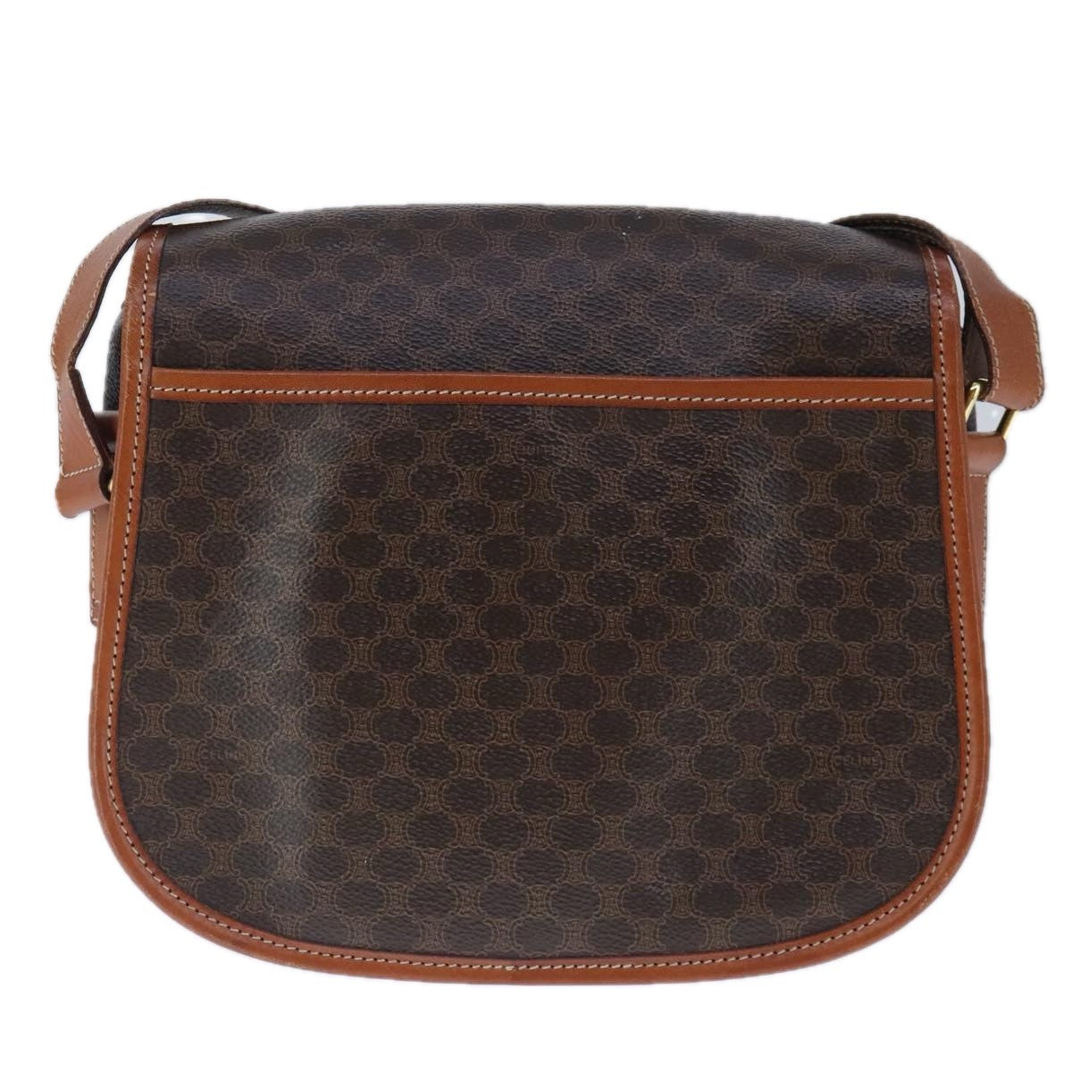 Celine Vintage Macadam Shoulder Bag Canvas and Leather, Brown, Canvas, Shoulder Bag