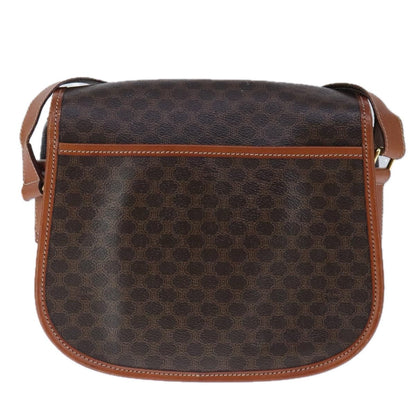 Celine Vintage Macadam Shoulder Bag Canvas and Leather, Brown, Canvas, Shoulder Bag