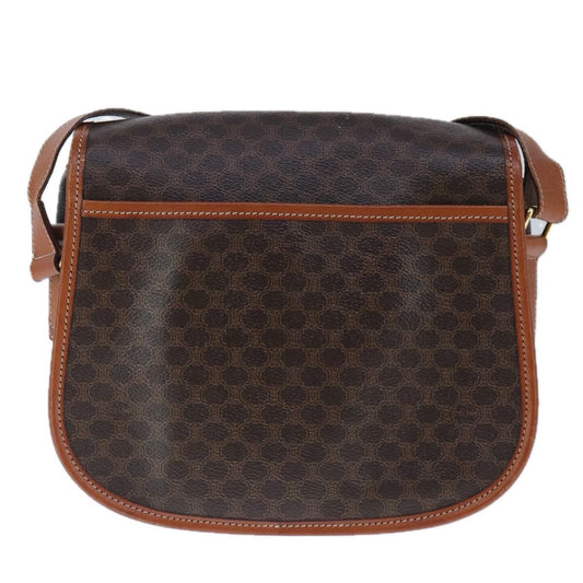 Celine Vintage Macadam Shoulder Bag Canvas and Leather, Brown, Canvas, Shoulder Bag