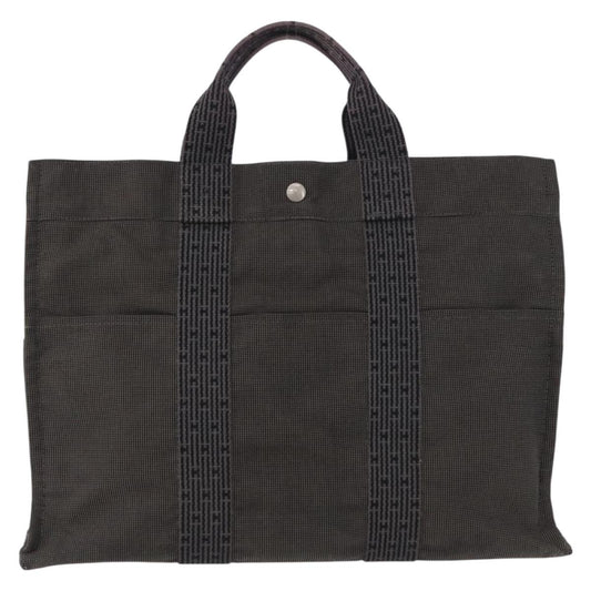 Hermes Fourre-tout Herline Canvas, GRAY, CANVAS, Tote bag
