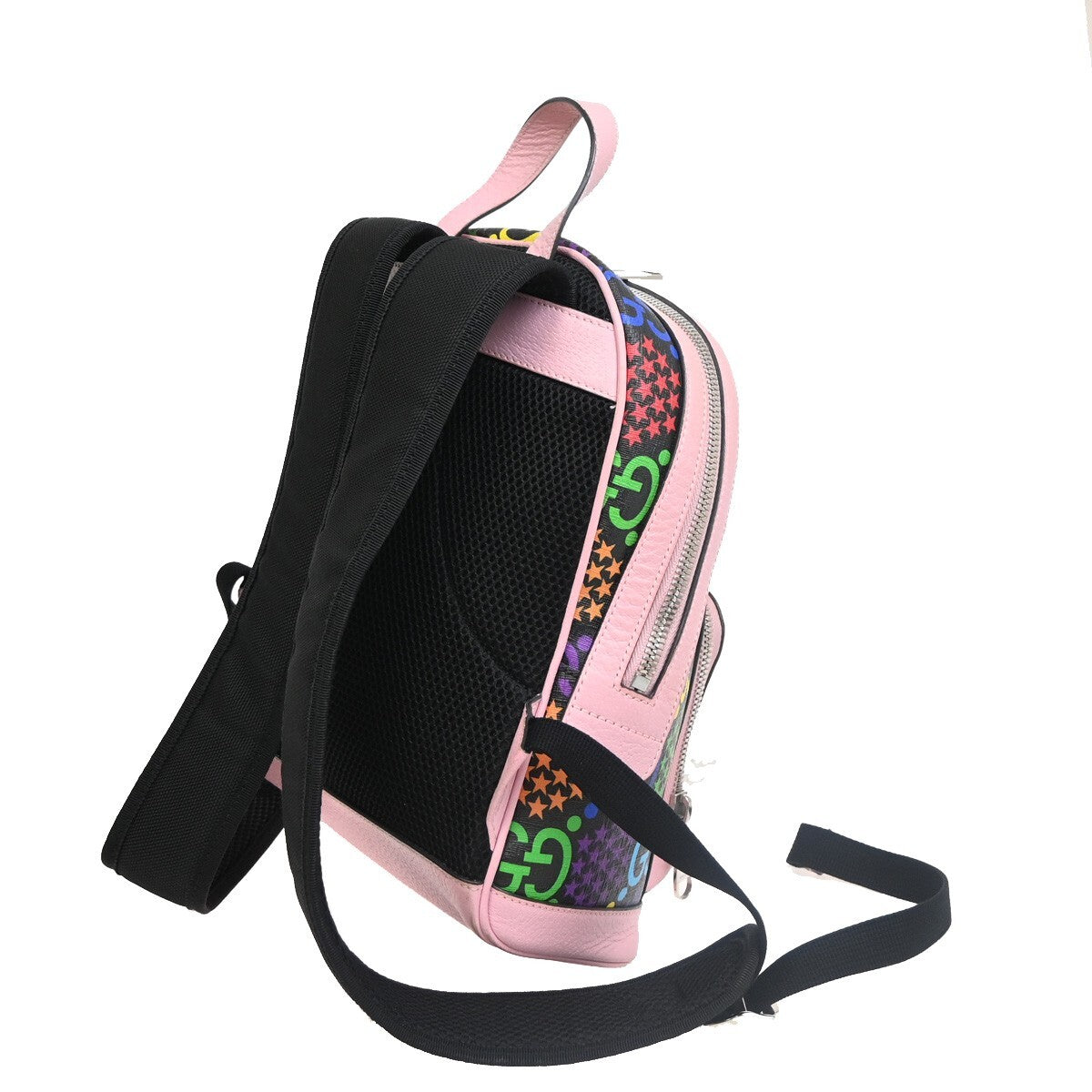 Gucci Zip Pocket Backpack Psychedelic Print GG Coated Canvas, MULTICOLOUR, LEATHER, Backpack