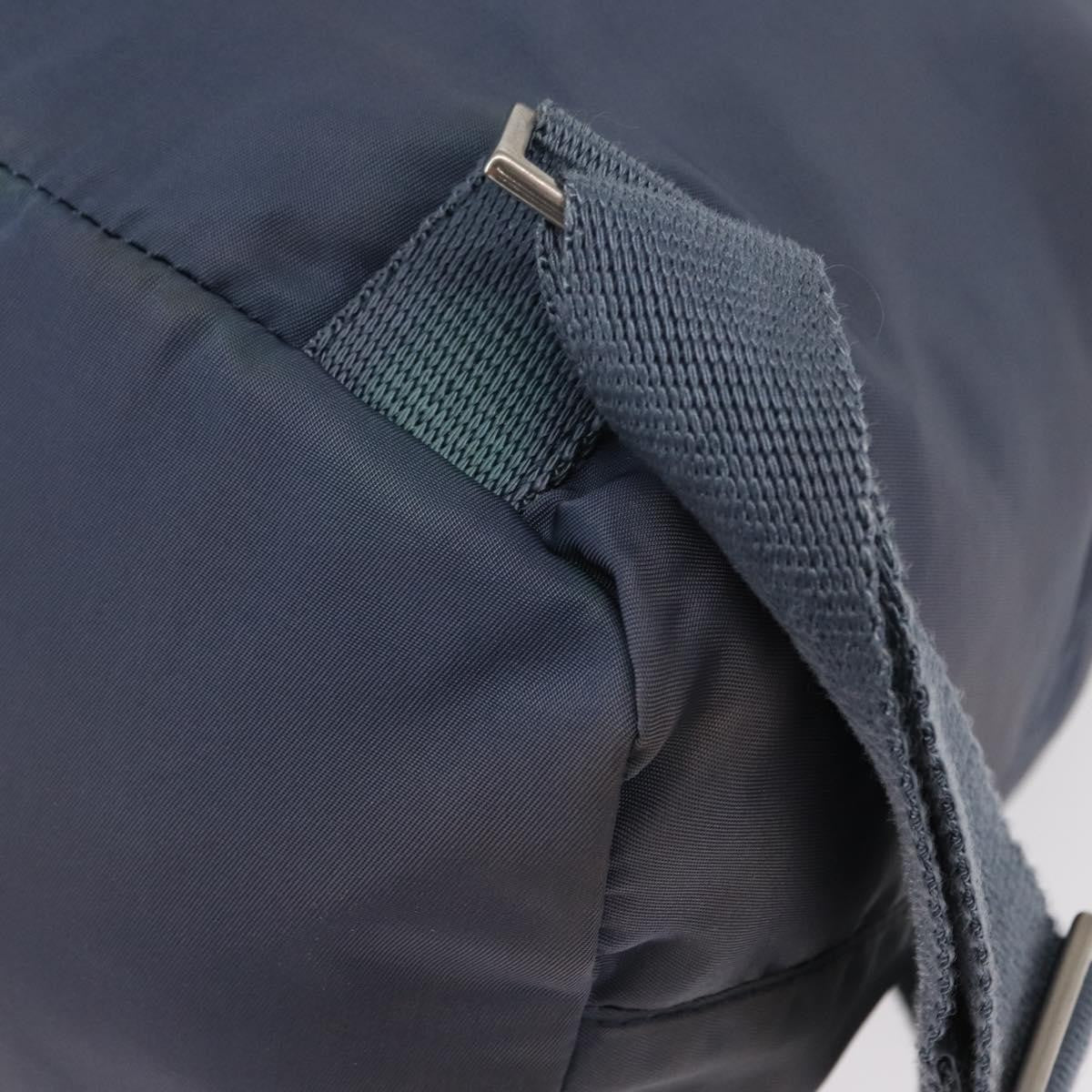 Prada Vela Double Front Pocket Backpack Tessuto with Saffiano Leather, BLUE, NYLON, Backpack