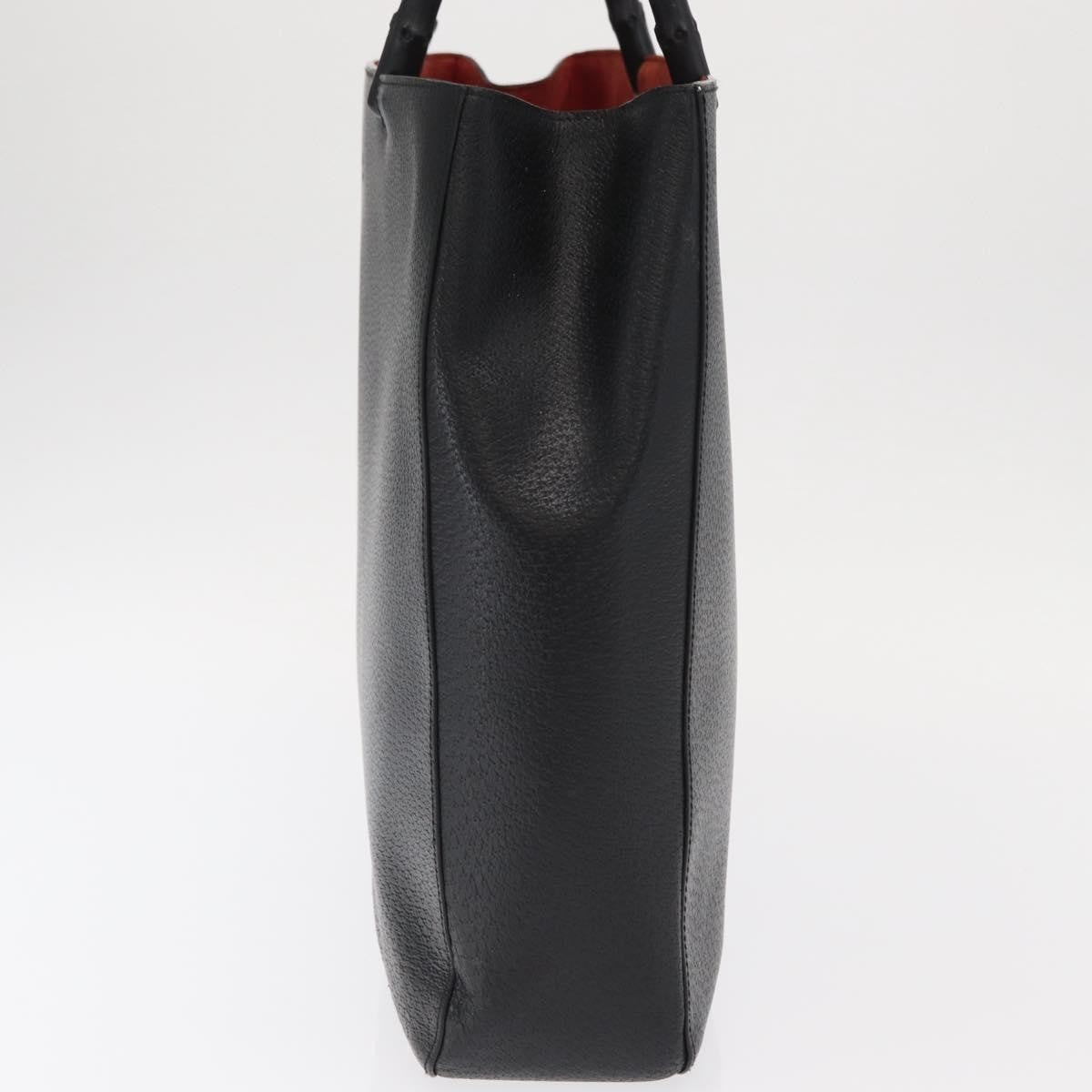 Gucci Vintage Bamboo Handle Tote Leather, BLACK, LEATHER, Tote bag