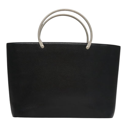 Chanel Vintage Metal Ring Tote Leather, BLACK, LEATHER, Tote bag