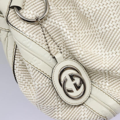Gucci Sukey Tote Diamante Woven Raffia, SILVER, WOOD, Handbag
