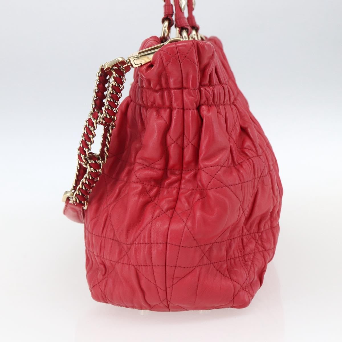 Christian Dior Delices Tote Cannage Quilt Leather, RED, LEATHER, Tote bag
