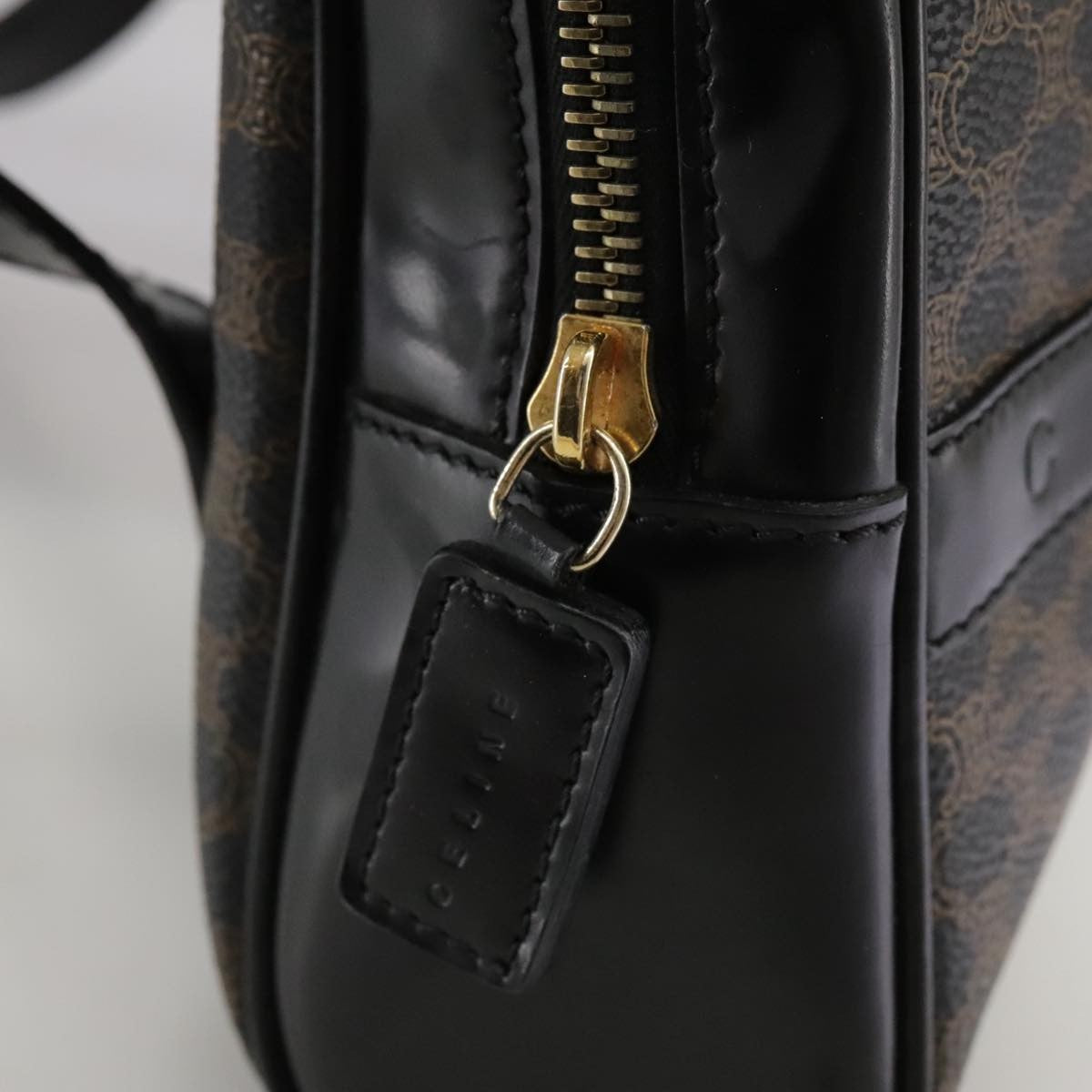 Celine Vintage Macadam Backpack Canvas and Leather, BLACK, CANVAS, Backpack