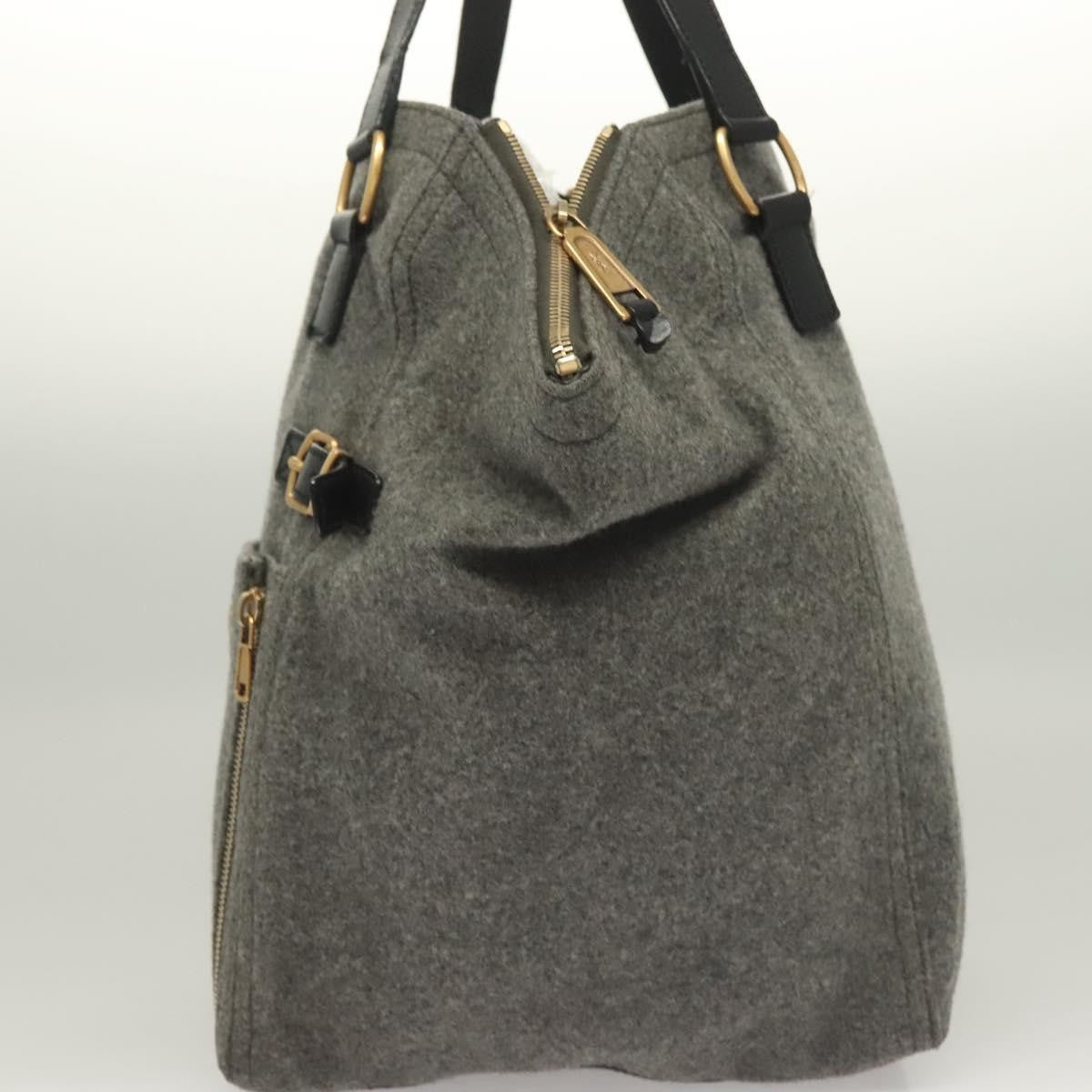Saint Laurent Downtown Tote Wool, GRAY, WOOL, Tote bag