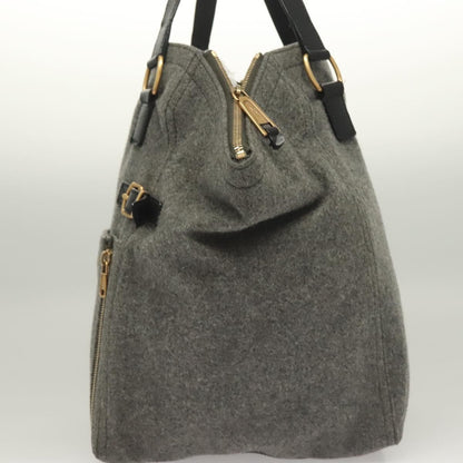 Saint Laurent Downtown Tote Wool, GRAY, WOOL, Tote bag