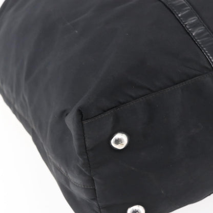 Prada Vintage Tote Tessuto with Leather, BLACK, NYLON, Tote bag