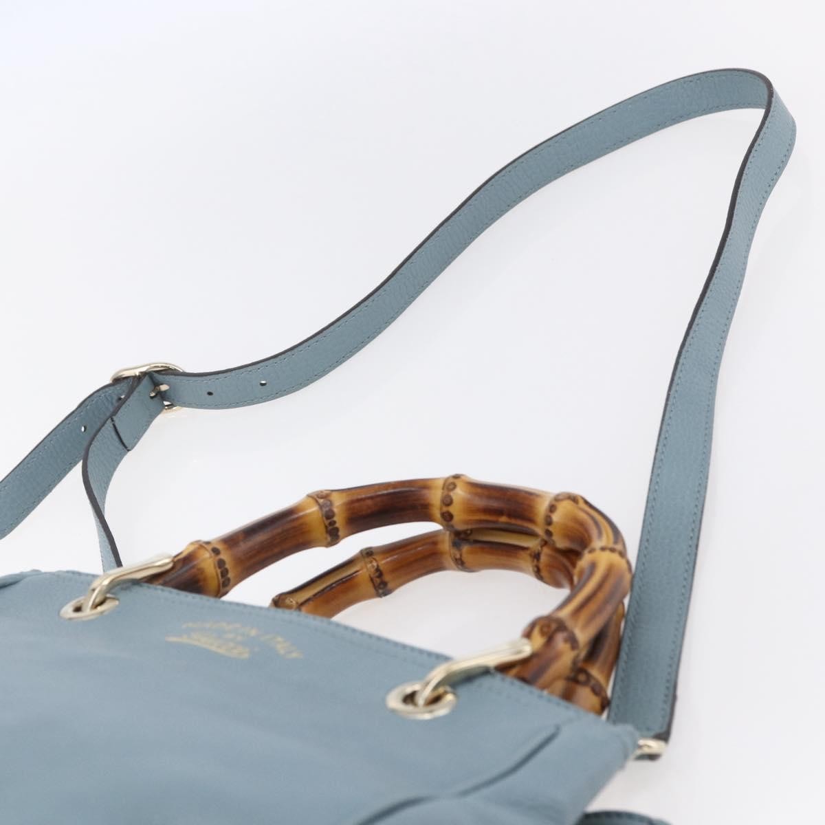 Gucci Bamboo Shopper Tote Leather, BLUE, LEATHER, Handbag