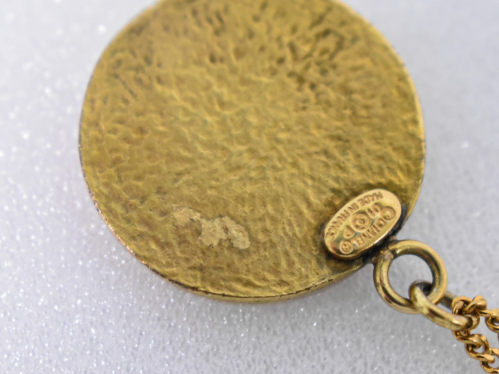 Chanel Vintage CC Round Pendant Necklace Metal, GOLD, GOLD_PLATED, Necklace