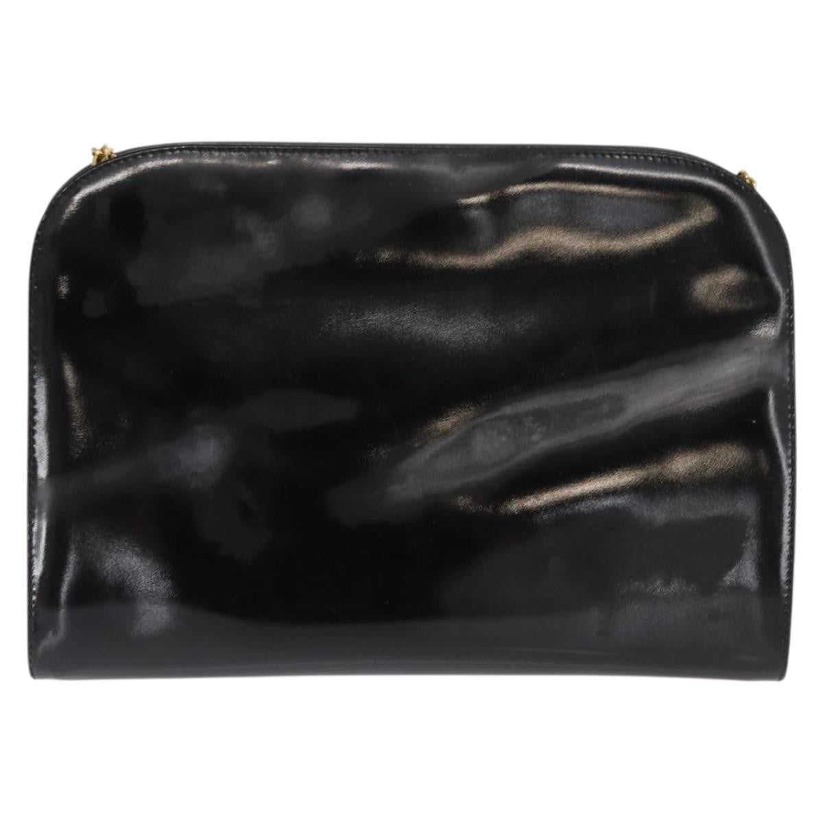 Salvatore Ferragamo Vintage Gancini Chain Shoulder Bag Patent Leather, BLACK, PATENT_LEATHER, Shoulder bag