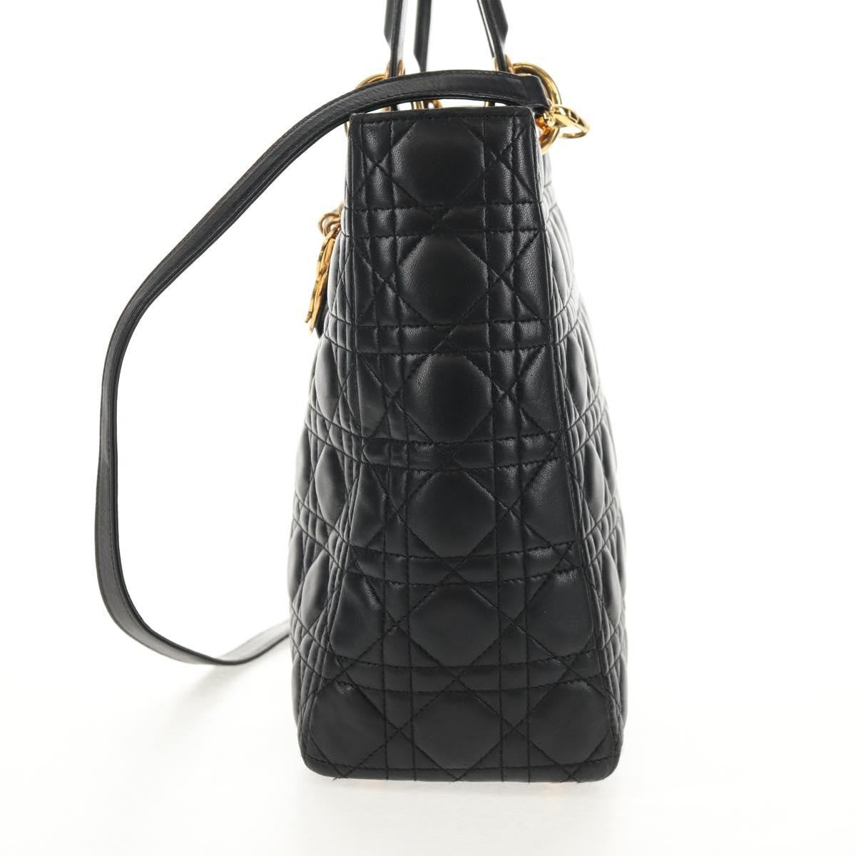 Christian Dior Vintage Lady Dior Bag Cannage Quilt Lambskin, BLACK, LEATHER, Handbag