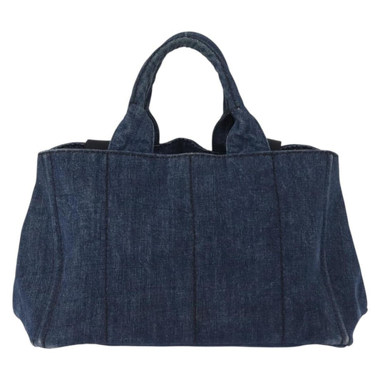 Prada Canapa Open Tote Canvas, BLUE, CANVAS, Tote bag
