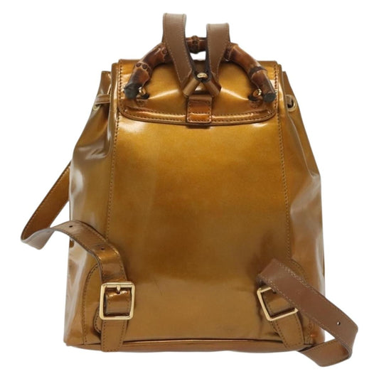 Gucci Vintage Bamboo Backpack Patent, GOLD, PATENT_LEATHER, Backpack