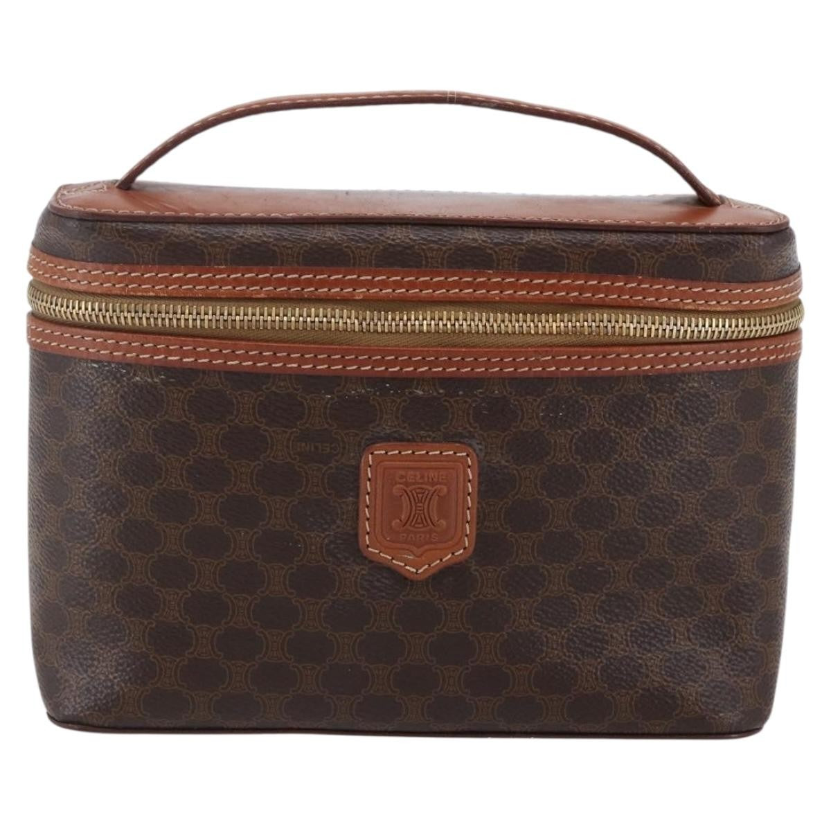 Celine Macadam Vanity Bag Canvas, BROWN, CANVAS, Travel bag