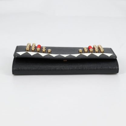 Fendi Monster Wallet on Chain Studded Leather, BLACK, LEATHER, Wallets