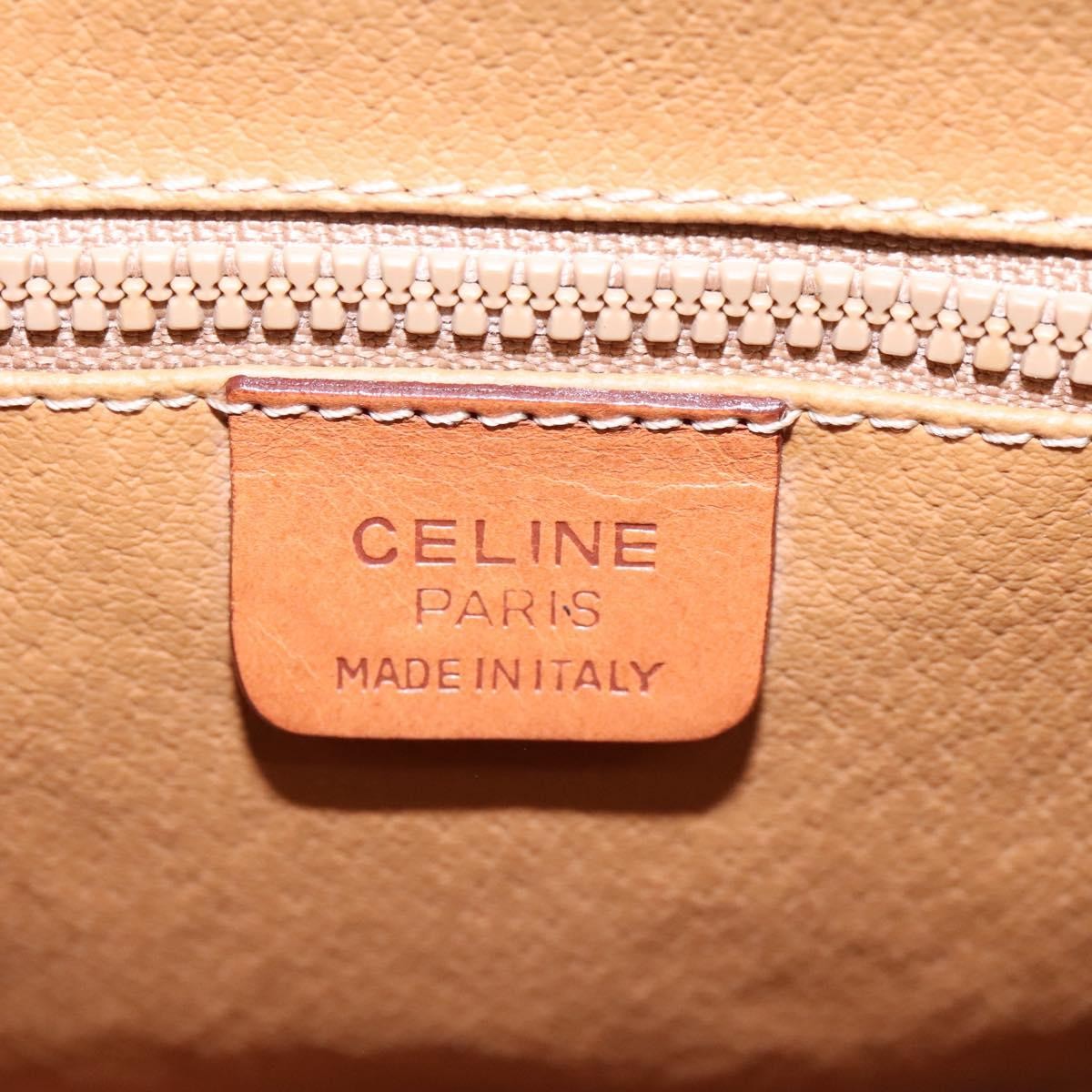 Celine Vintage Macadam Shoulder Bag Canvas and Leather, BEIGE, CANVAS, Shoulder bag