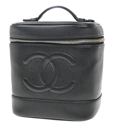 Chanel Vintage Timeless Cosmetic Case Caviar, BLACK, LEATHER, Clutche & pouche
