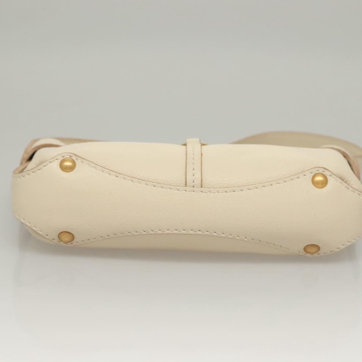 Salvatore Ferragamo Gancini handbag Leather, WHITE, LEATHER, Handbag