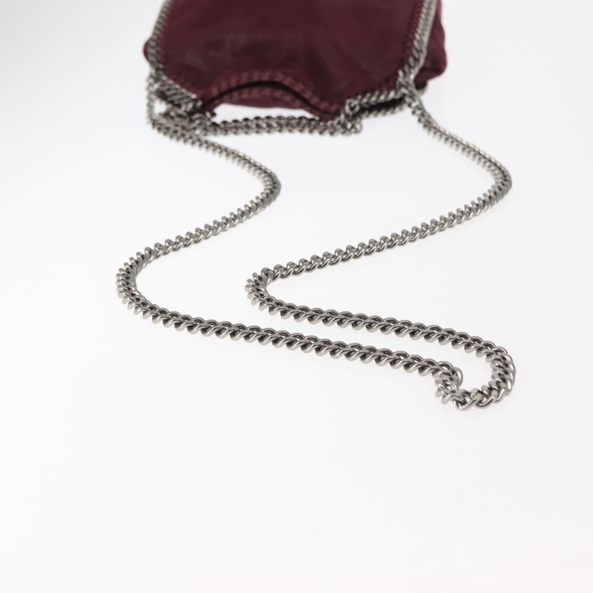 Stella McCartney Falabella Fold Over Crossbody Bag Velvet, BURGUNDY, POLYESTER, Crossbody bag