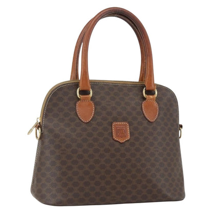 Celine Vintage Macadam Handbag Canvas and Leather, BROWN, CANVAS, Handbag