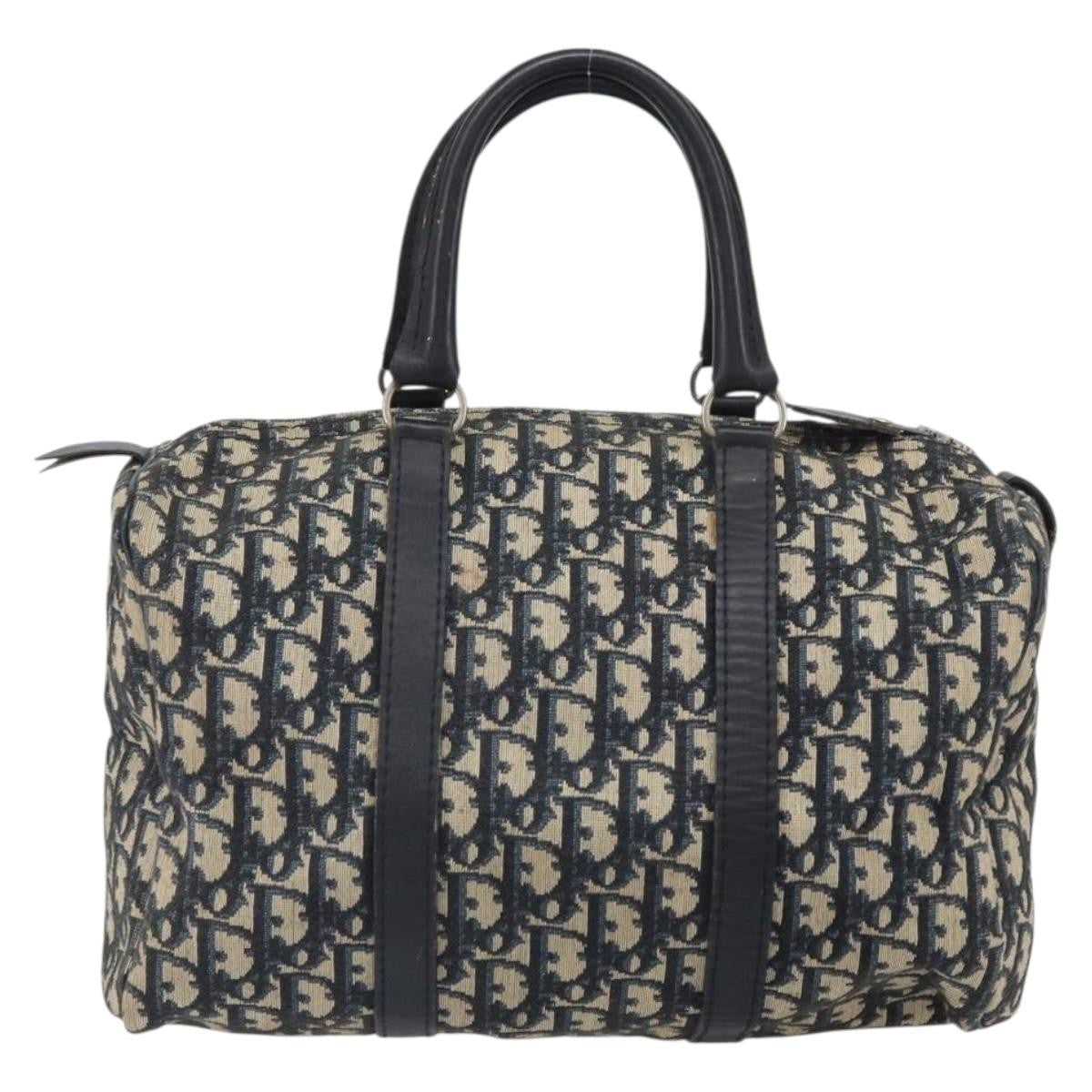 Christian Dior Vintage Trotter Boston Bag Diorissimo Canvas, NAVY, CANVAS, Handbag