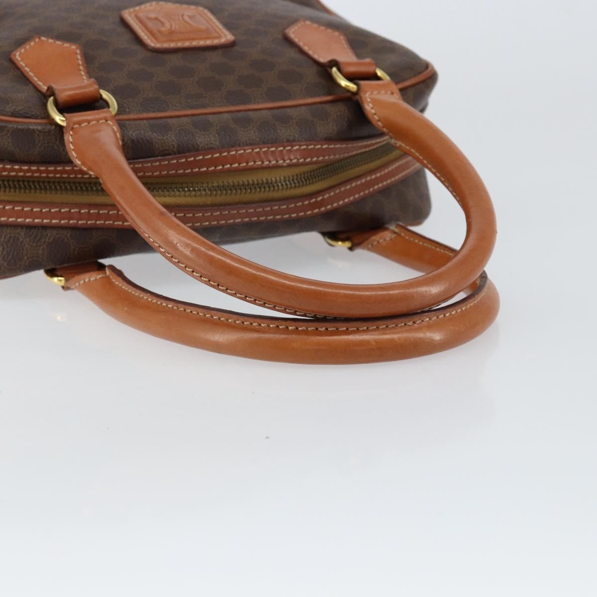 Celine Macadam Handbag Macadam with leather, BROWN, CANVAS, Handbag