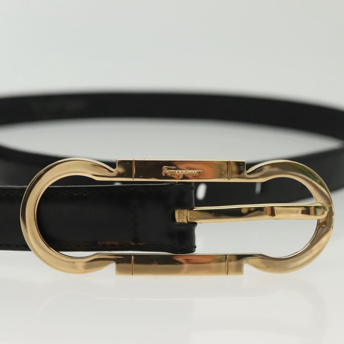 Salvatore Ferragamo Gancini Belt Leather, BLACK, LEATHER, Belts