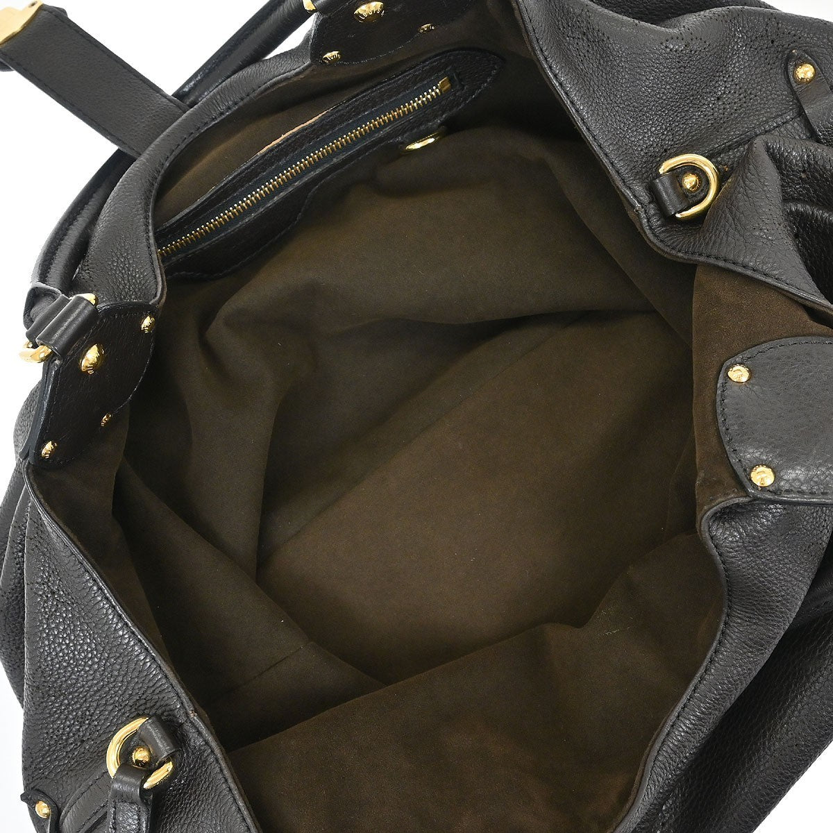 Louis Vuitton L Hobo Mahina Leather, BROWN, LEATHER, Handbag