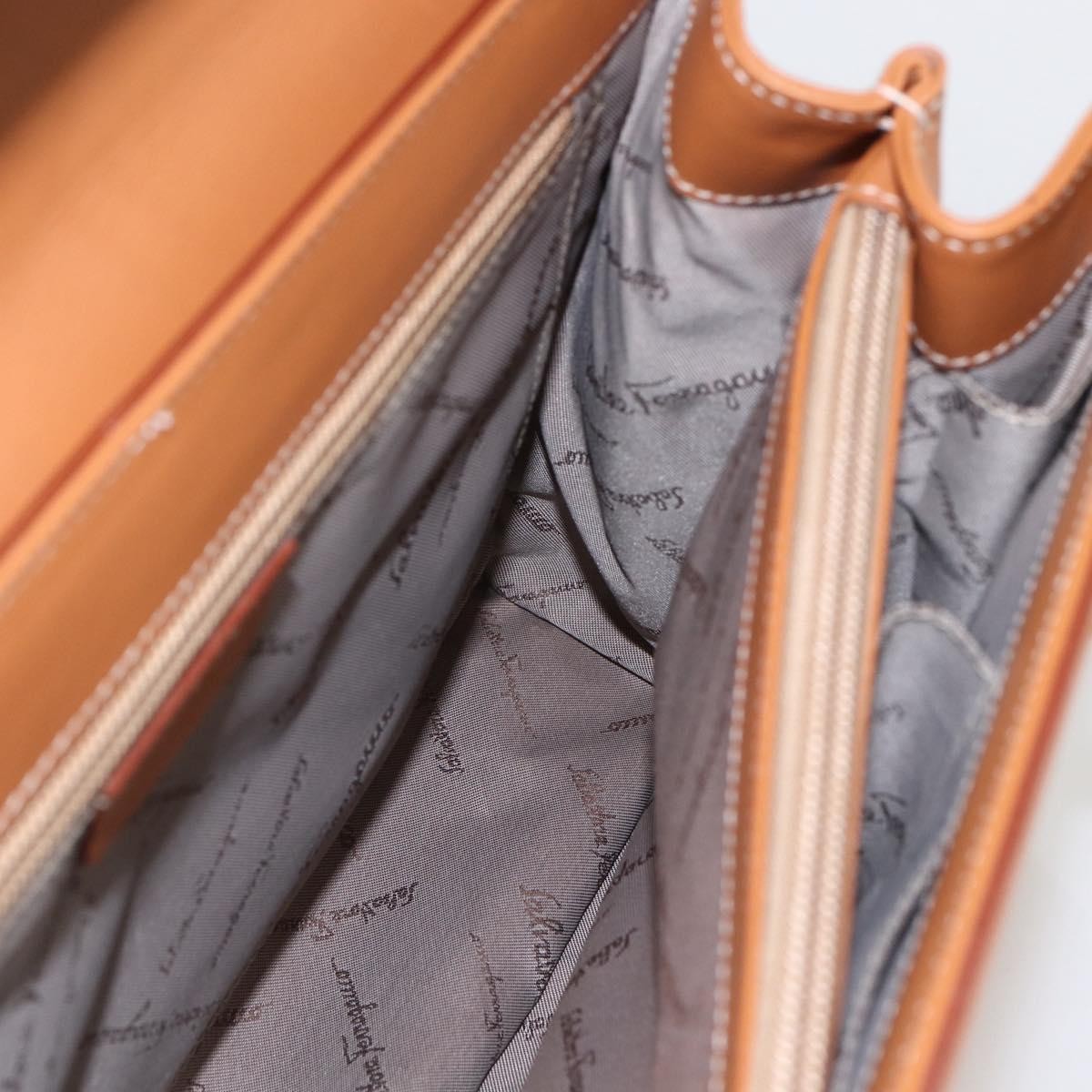 Salvatore Ferragamo Gancini handbag Leather, BROWN, LEATHER, Handbag