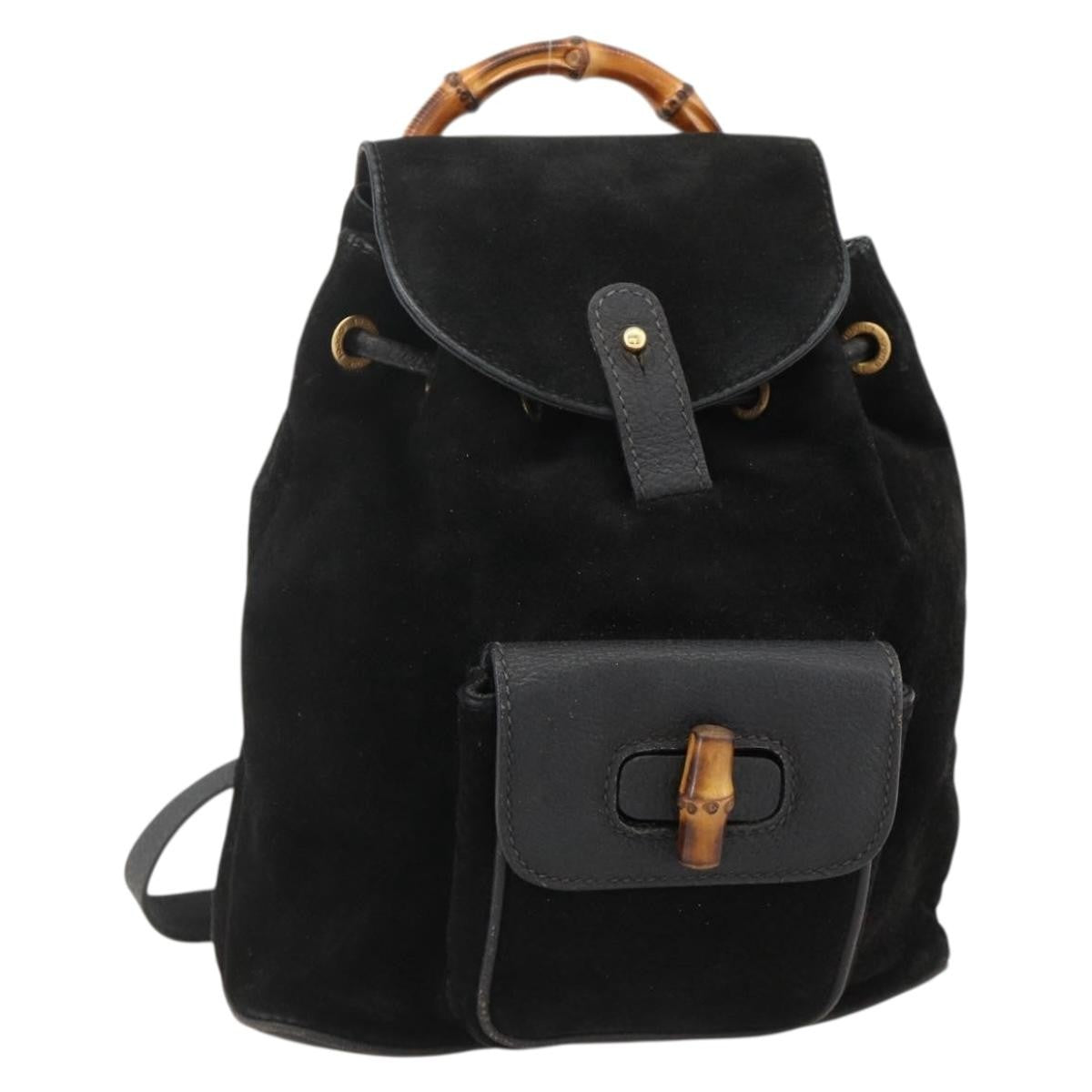 Gucci Gucci bamboo backpack daim, Black, Denim, Backpack