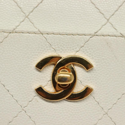 Chanel CC Shoulder Bag Quilted Caviar, WHITE, LEATHER, Shoulder bag