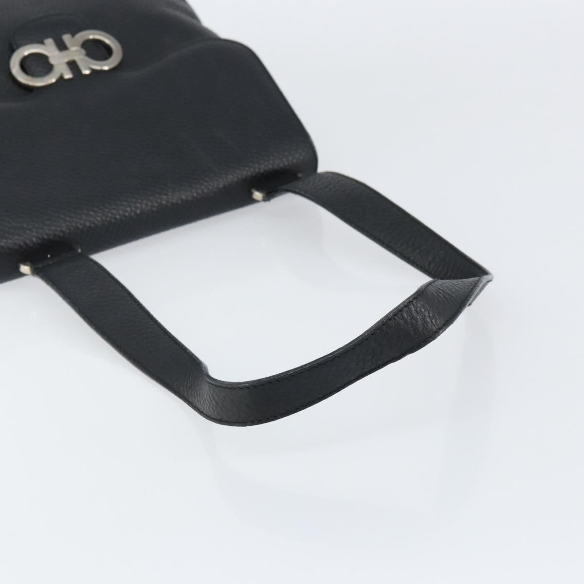 Salvatore Ferragamo Gancini Shoulder Bag Leather, BLACK, LEATHER, Shoulder bag