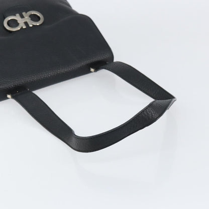 Salvatore Ferragamo Gancini Shoulder Bag Leather, BLACK, LEATHER, Shoulder bag