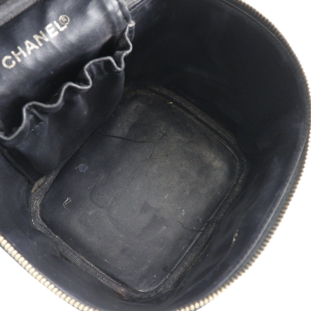 Chanel Vintage Timeless Cosmetic Case Caviar, BLACK, LEATHER, Toiletry Case