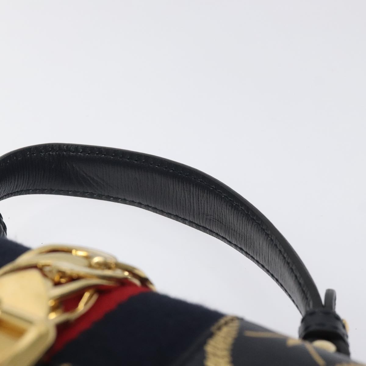 Gucci Sylvie Top Handle Bag Printed Leather, NAVY, LEATHER, Handbag