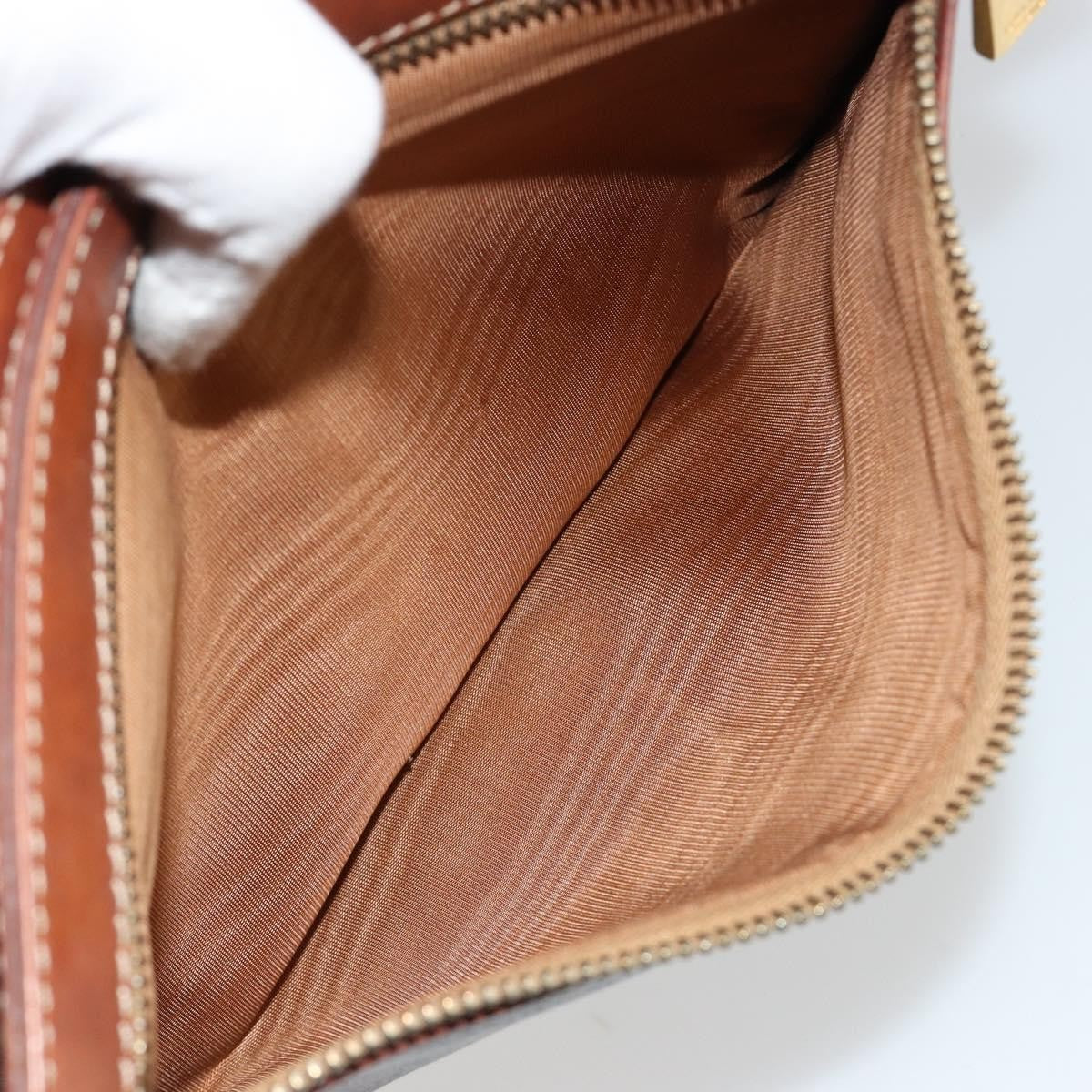 Celine Logo Triomphe Pouch Canvas and leather, Brown, Canvas, Clutch