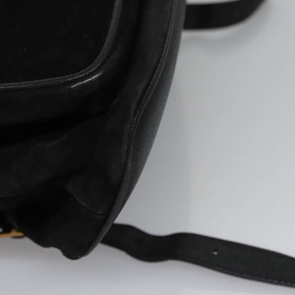 Gucci Vintage Bamboo Backpack Suede, BLACK, SUEDE, Backpack