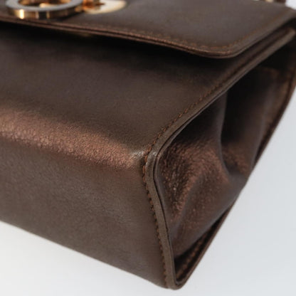 Salvatore Ferragamo Gancini Shoulder Bag Leather, GOLD, LEATHER, Shoulder bag