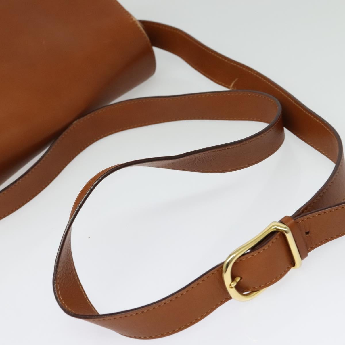 Celine Vintage Circle Logo Crossbody Bag Leather, BROWN, LEATHER, Crossbody bag
