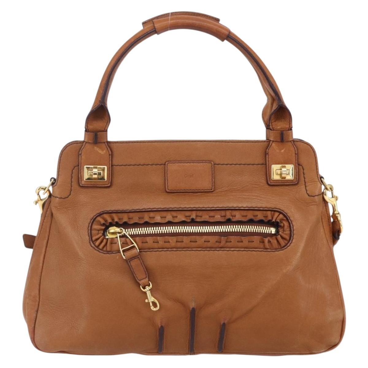 Chloe Margaret Handbag Leather, BROWN, LEATHER, Handbag