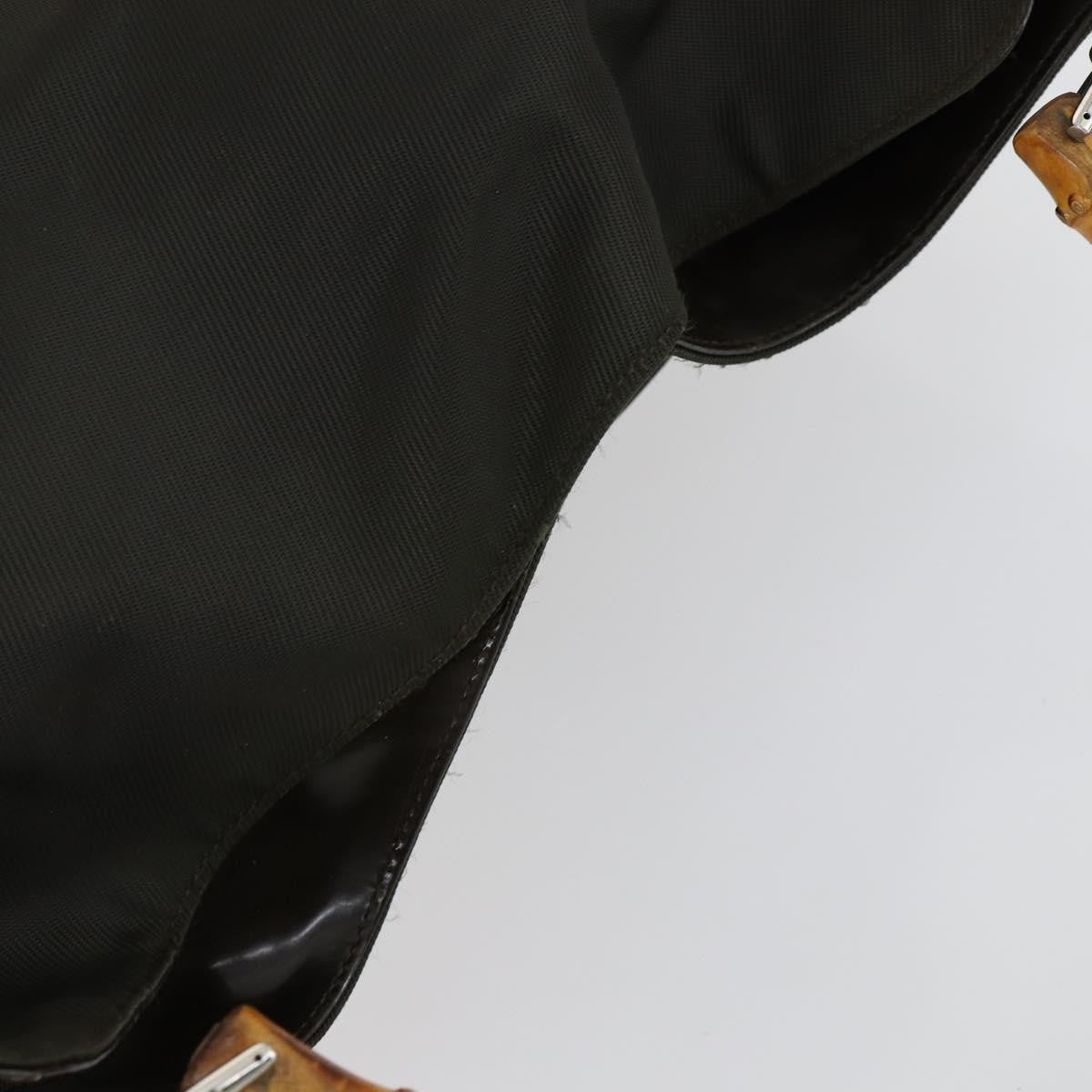 Gucci Vintage Bamboo Handle Bag Nylon, BROWN, NYLON, Handbag