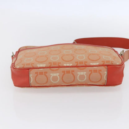 Salvatore Ferragamo Gancini Shoulder Bag Canvas, ORANGE, CANVAS, Shoulder bag