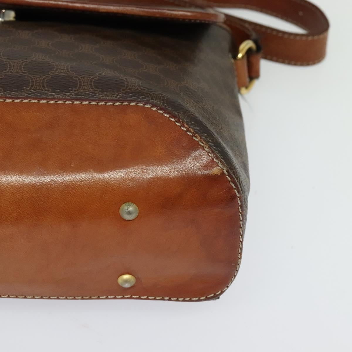 Celine Vintage Macadam Shoulder Bag Canvas and Leather, BROWN, CANVAS, Shoulder bag